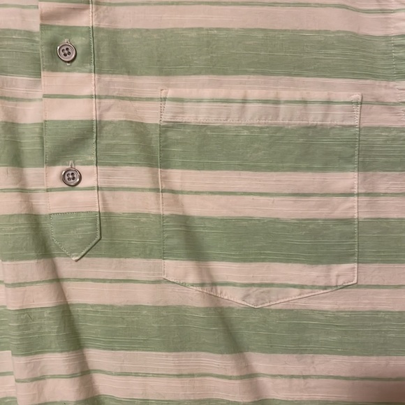 Banana Republic standard fit green strip linen half button up shirt - Picture 3 of 4